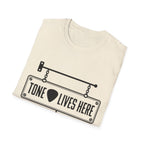 Tone Lives Here T-Shirt — Guitar Pick Amp Sign Tee