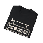 Tone Lives Here T-Shirt — Guitar Pick Amp Sign Tee
