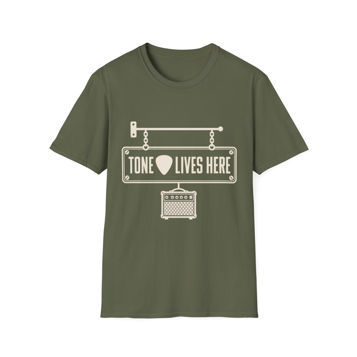 Tone Lives Here T-Shirt — Guitar Pick Amp Sign Tee