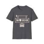 Tone Lives Here T-Shirt — Guitar Pick Amp Sign Tee