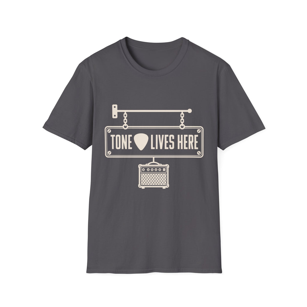 Tone Lives Here T-Shirt — Guitar Pick Amp Sign Tee