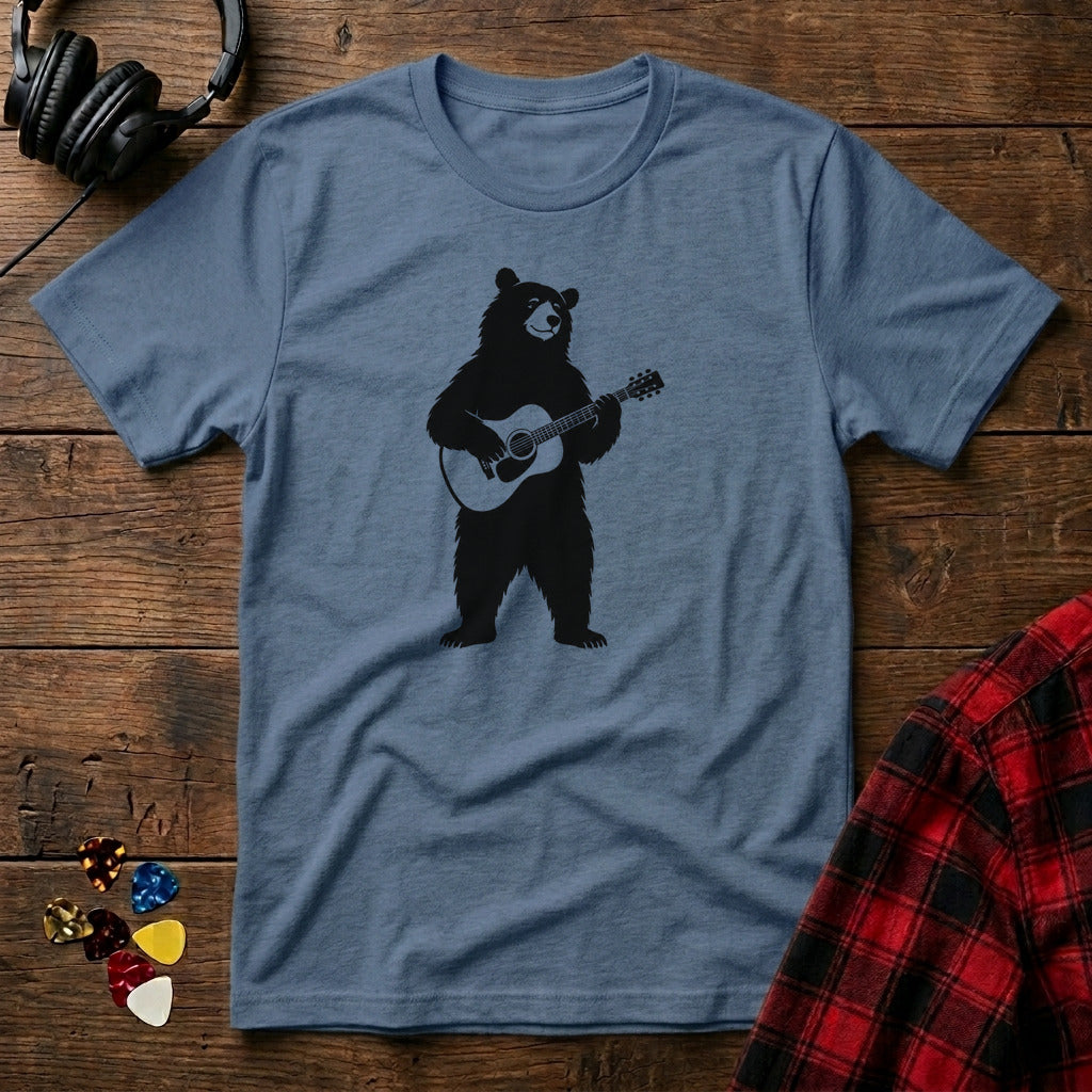 Guitar Bear T-Shirt - Heather Indigo