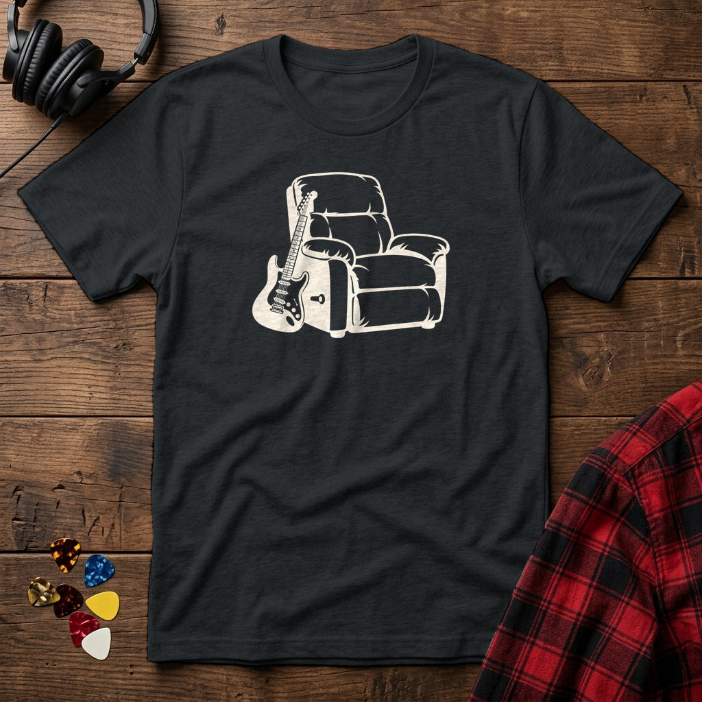Recliner and Electric Guitar T-Shirt - Black