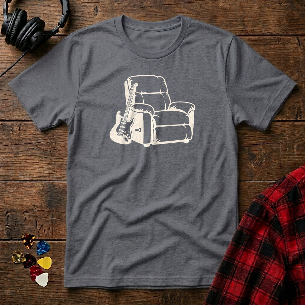 Recliner and Electric Guitar T-Shirt - Charcoal