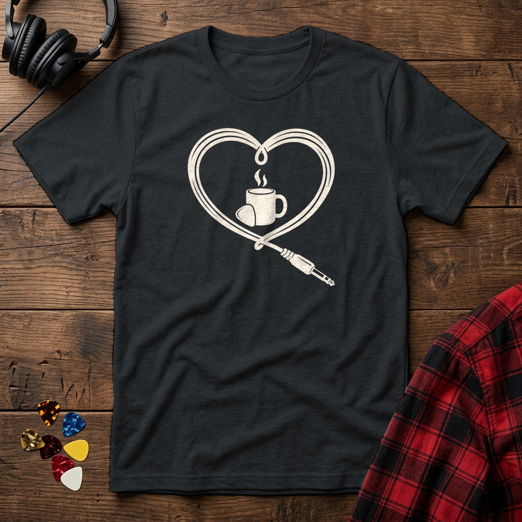 Guitar Cable Heart T-Shirt - Black