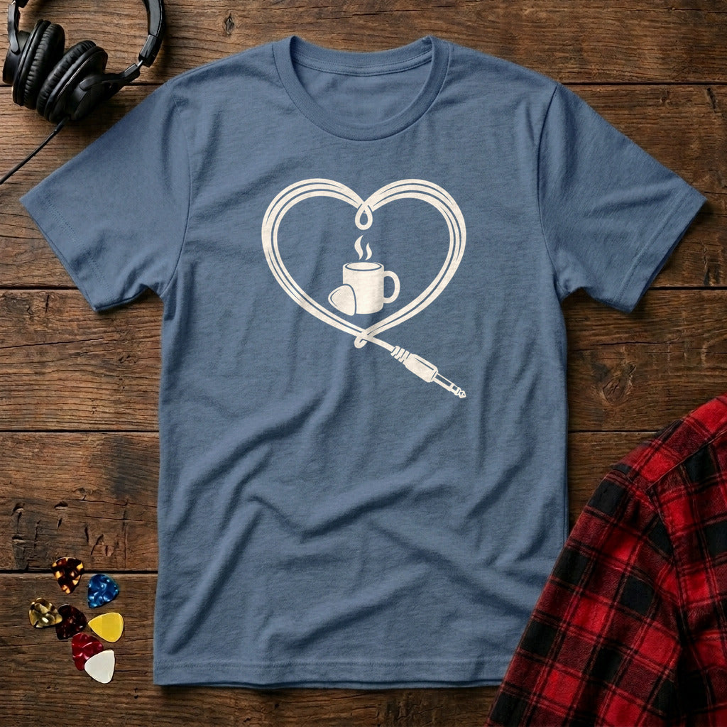 Guitar Cable Heart T-Shirt - Heather Indigo