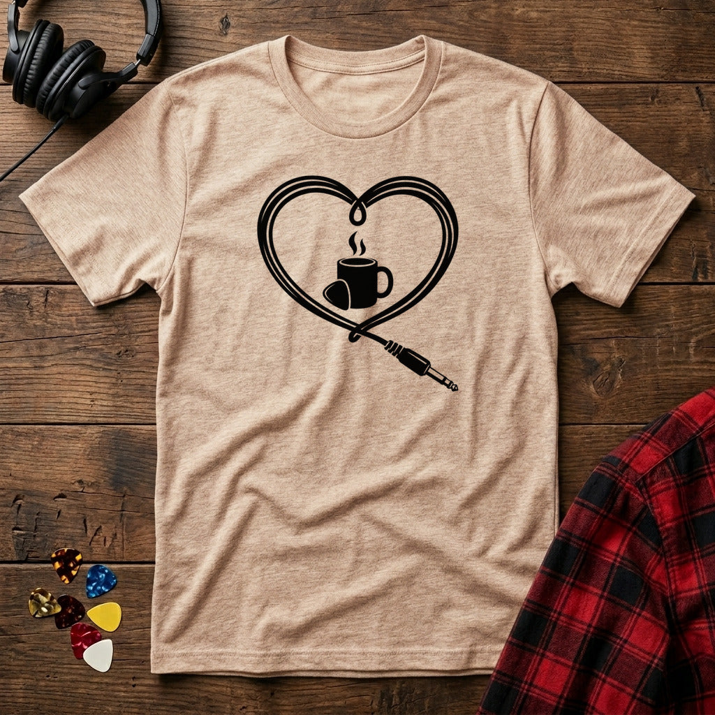 Guitar Cable Heart T-Shirt - Natural