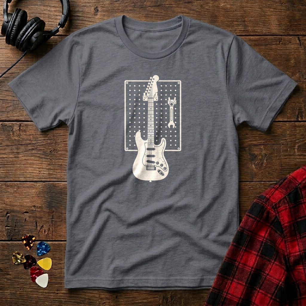 Guitar Pegboard Wall T-Shirt - Charcoal