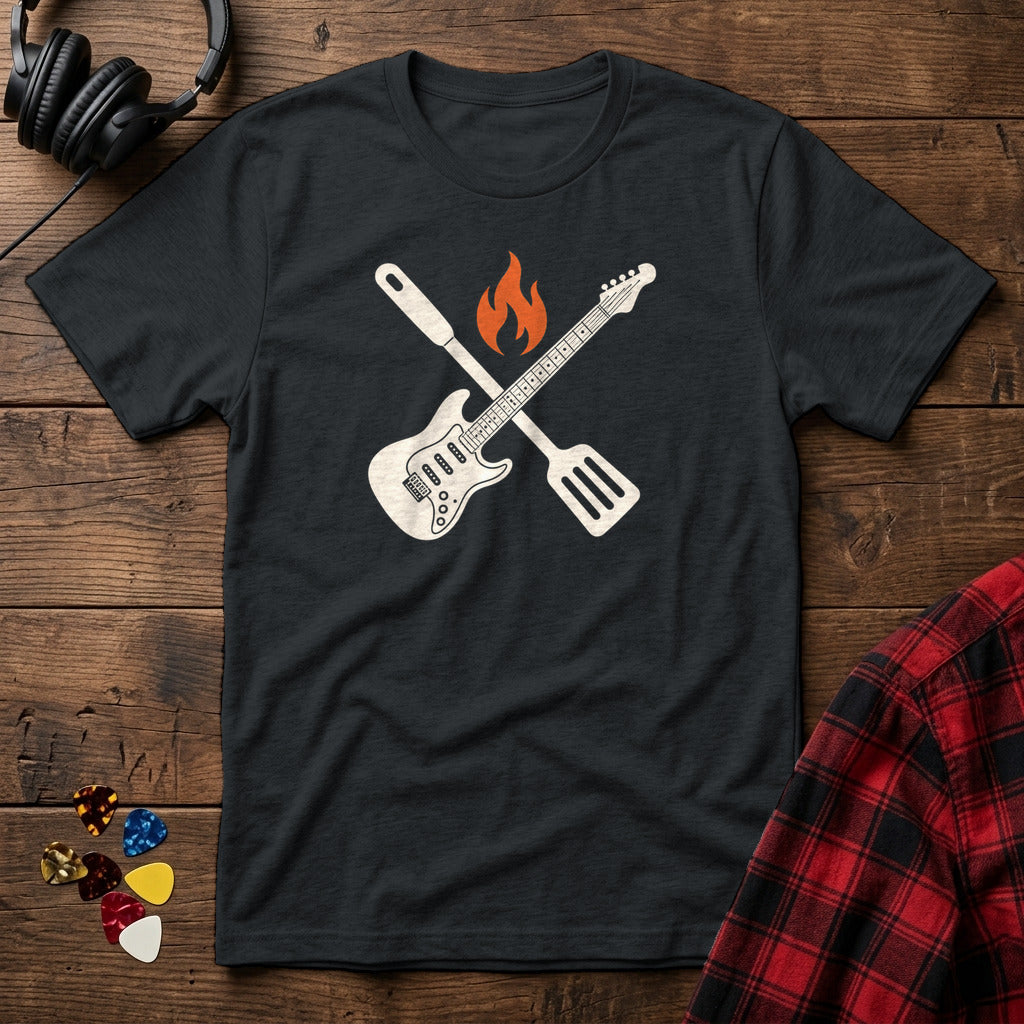 Guitar and Spatula Grill Master T-Shirt - Black