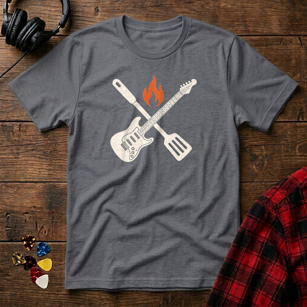 Guitar and Spatula Grill Master T-Shirt - Charcoal