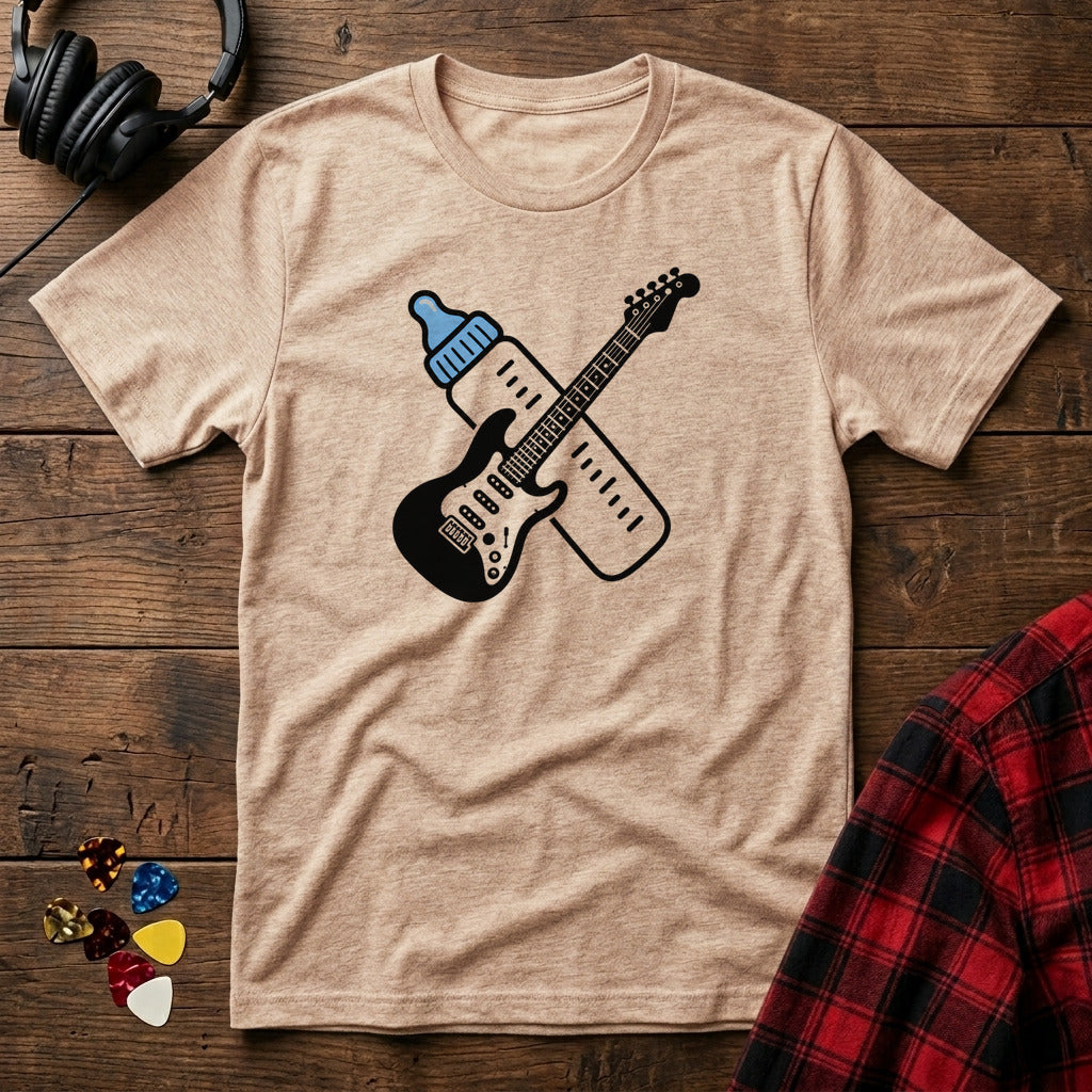 Baby Bottle and Guitar T-Shirt - Natural