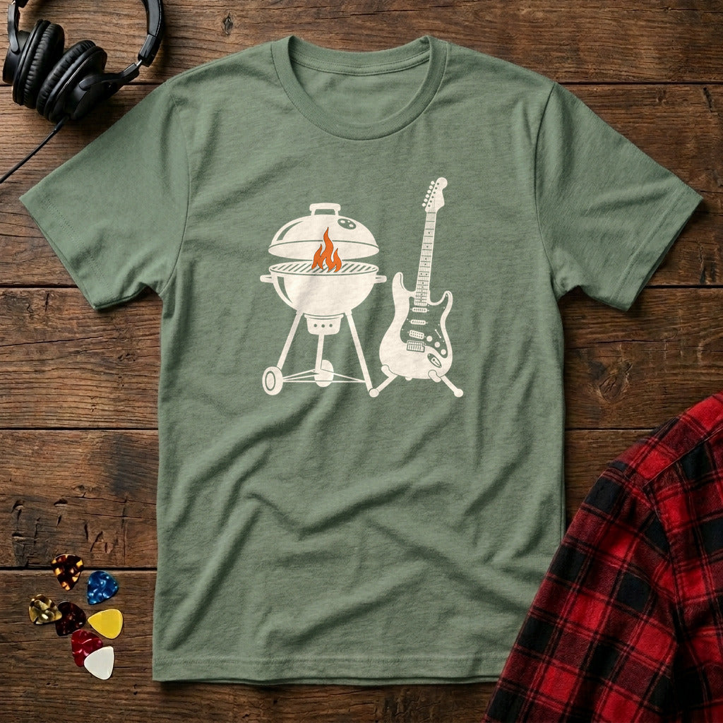 Grill and Guitar T-Shirt - Military Green