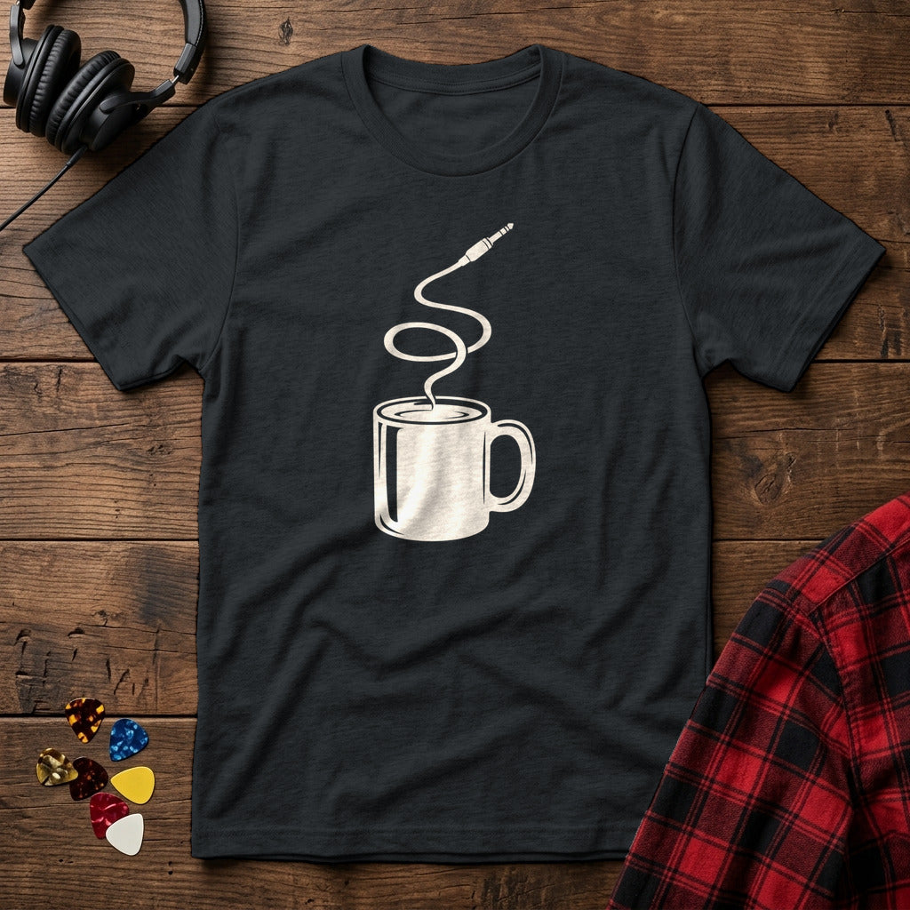 Guitar Cable Coffee Steam T-Shirt - Black