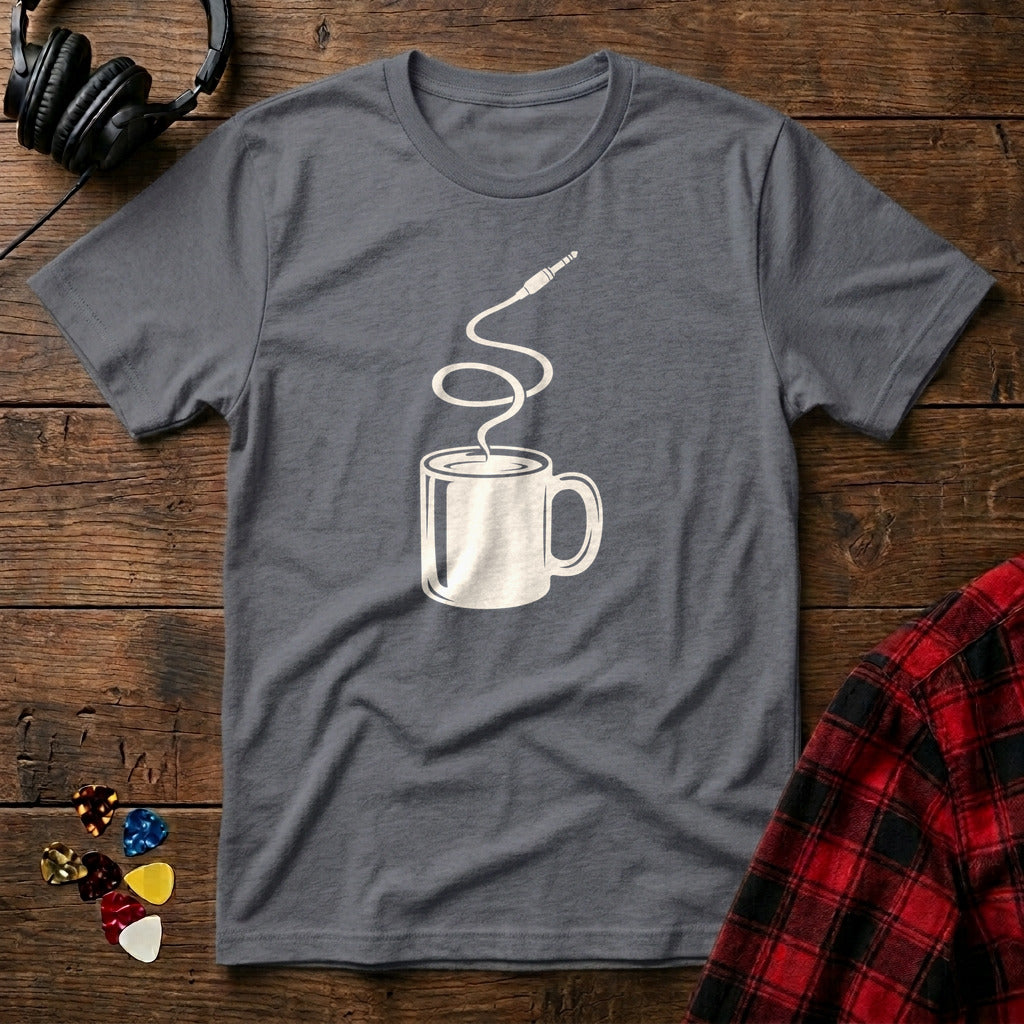 Guitar Cable Coffee Steam T-Shirt - Charcoal