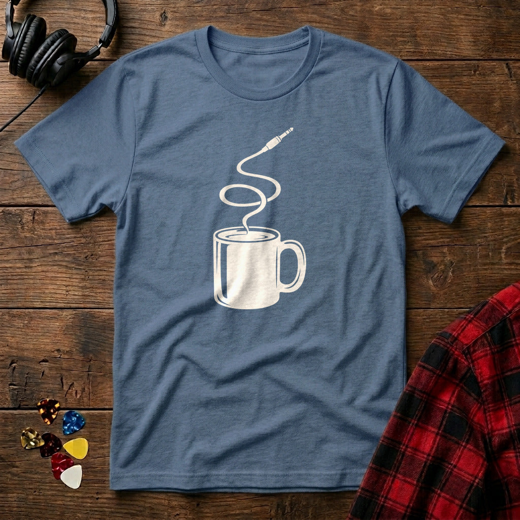 Guitar Cable Coffee Steam T-Shirt - Heather Indigo