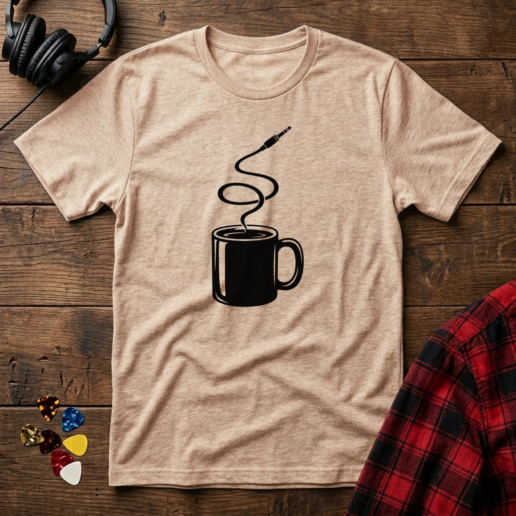 Guitar Cable Coffee Steam T-Shirt - Natural