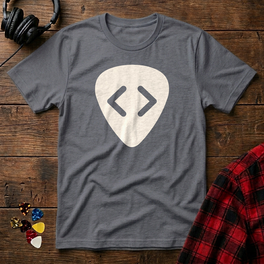 Code Bracket Guitar Pick T-Shirt - Charcoal
