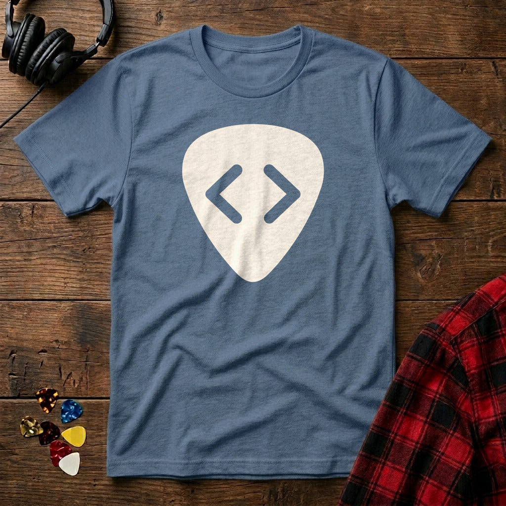 Code Bracket Guitar Pick T-Shirt - Heather Indigo