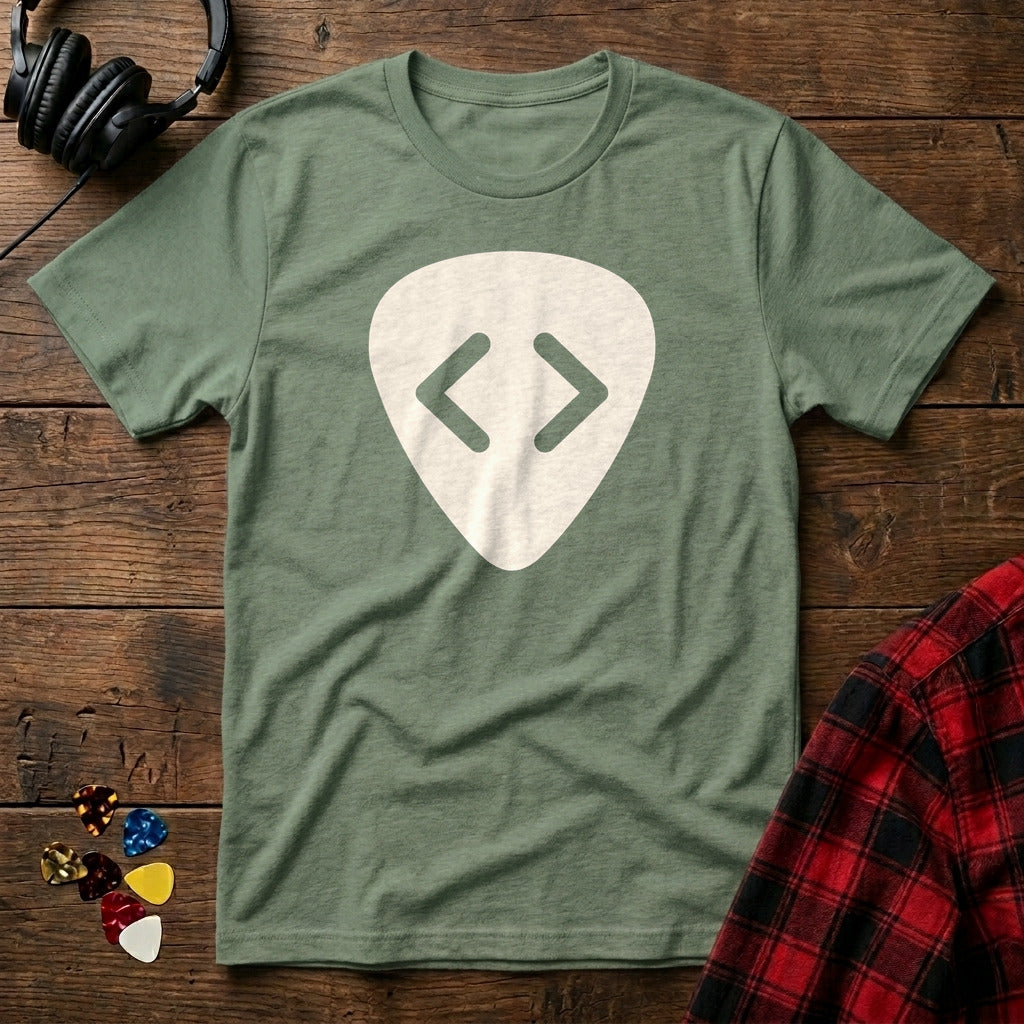 Code Bracket Guitar Pick T-Shirt - Military Green