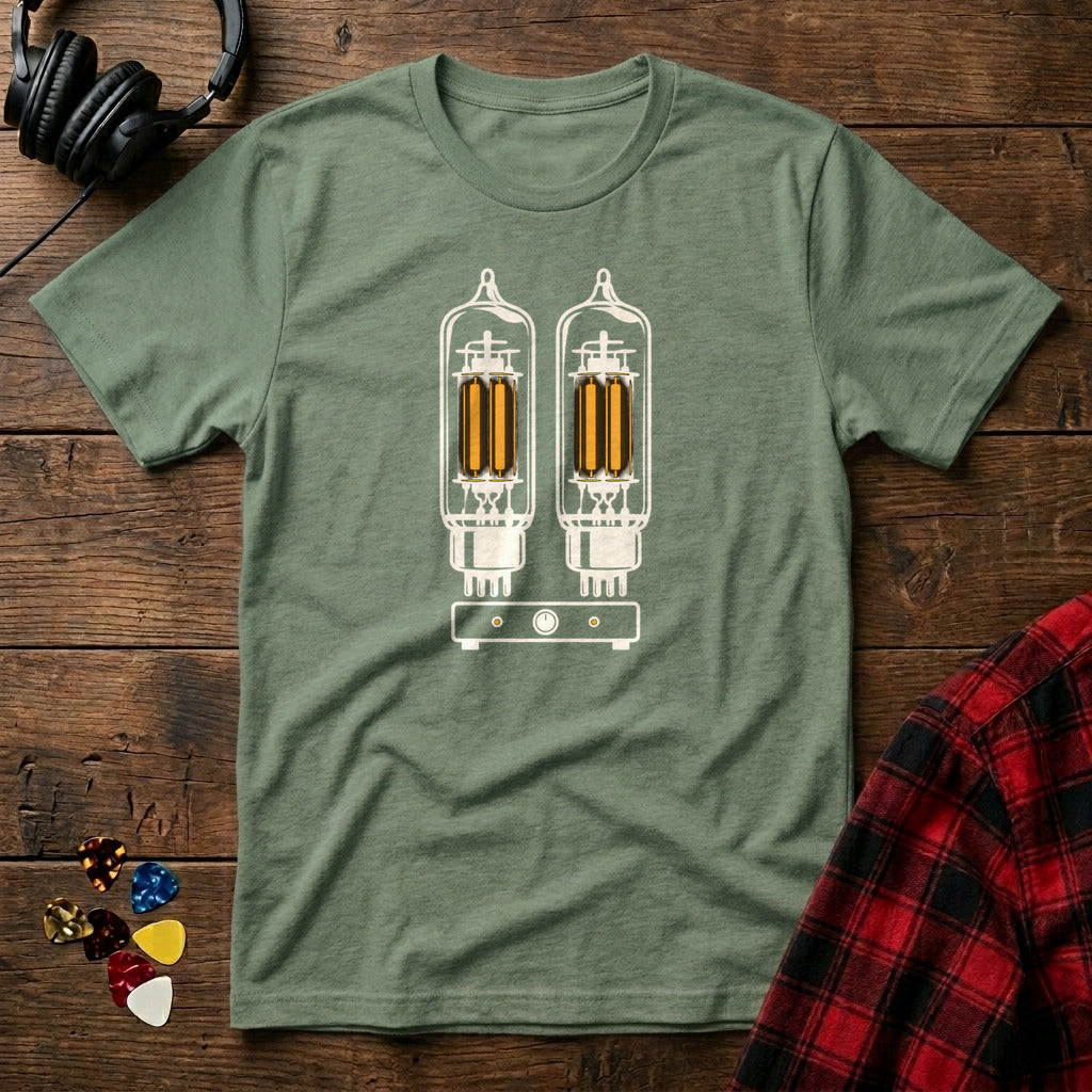 Glowing Tube Amp T-Shirt - Military Green