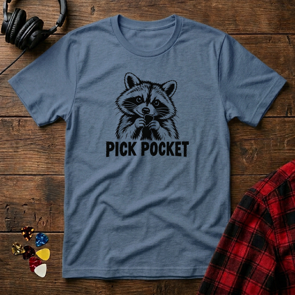 Pick Pocket Raccoon T-Shirt - Heather Indigo