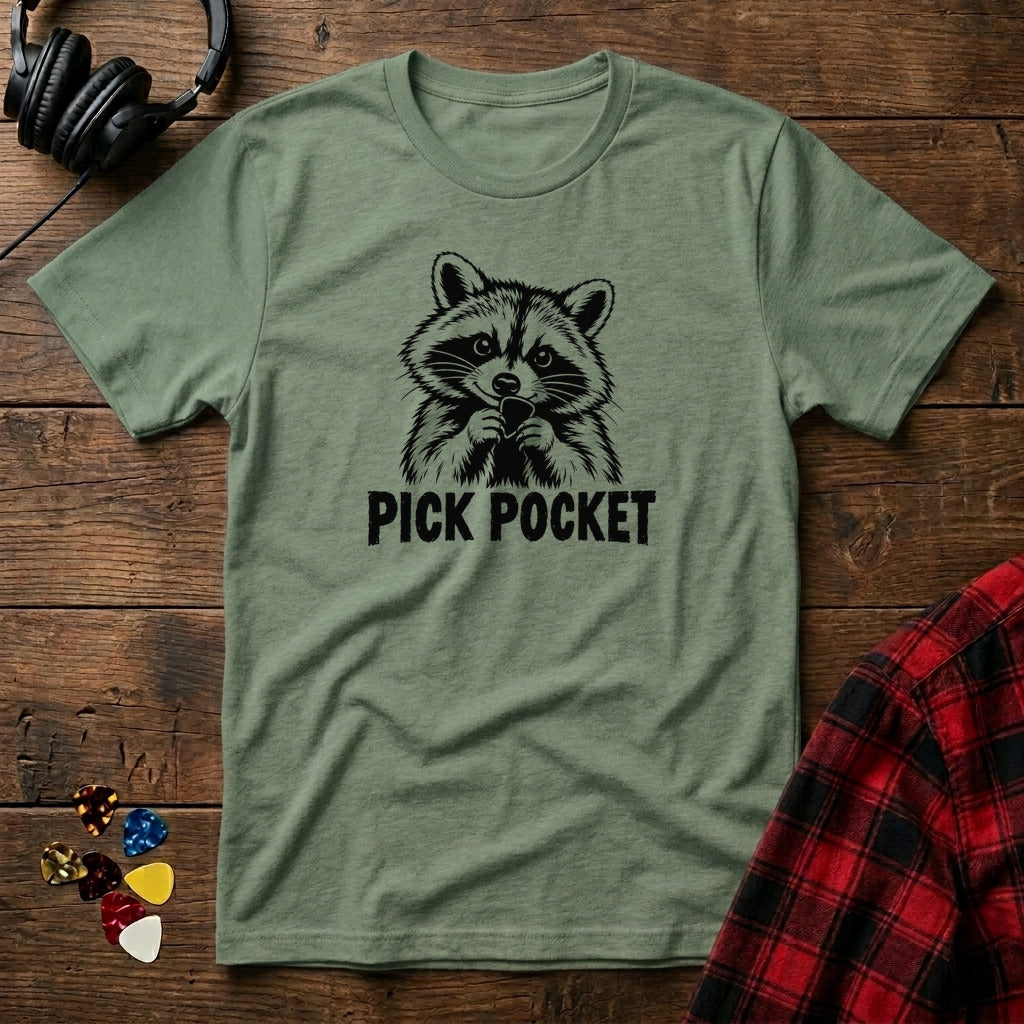 Pick Pocket Raccoon T-Shirt - Military Green