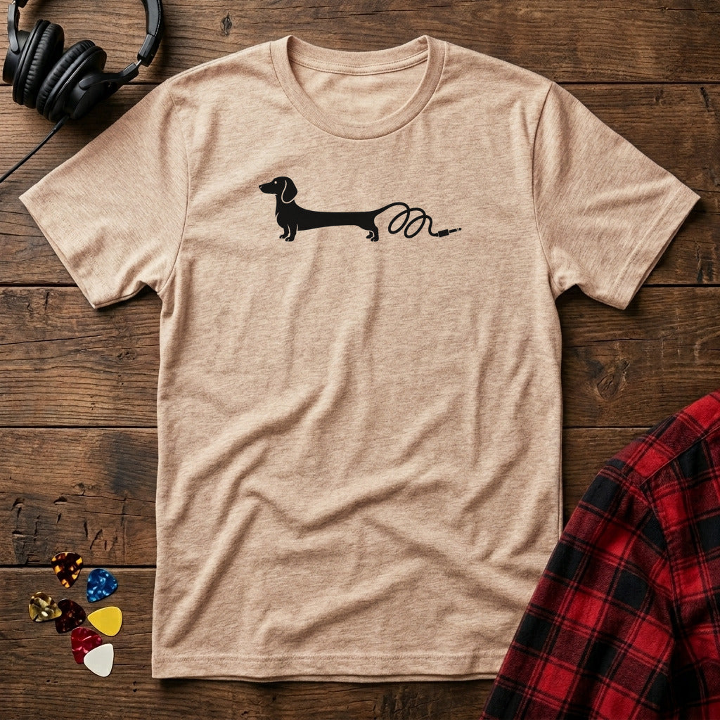 Dachshund Guitar Cable T-Shirt - Natural