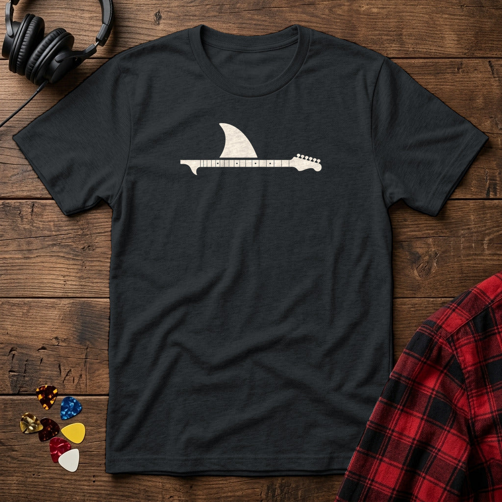 Shark Fin Guitar Neck T-Shirt - Black