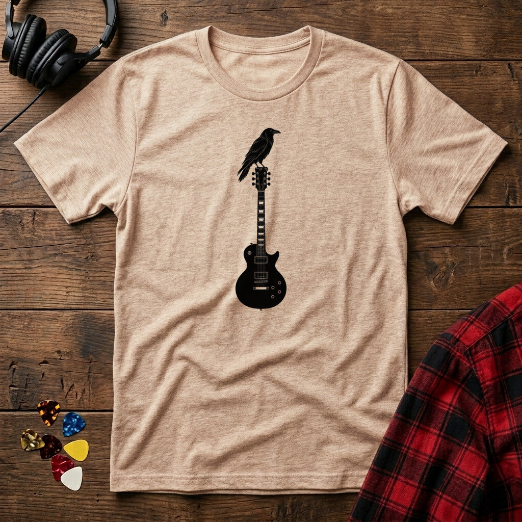 Raven on Guitar Headstock T-Shirt - Natural
