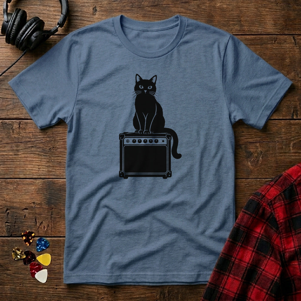 Cat on Practice Amp T-Shirt - Heather Indigo
