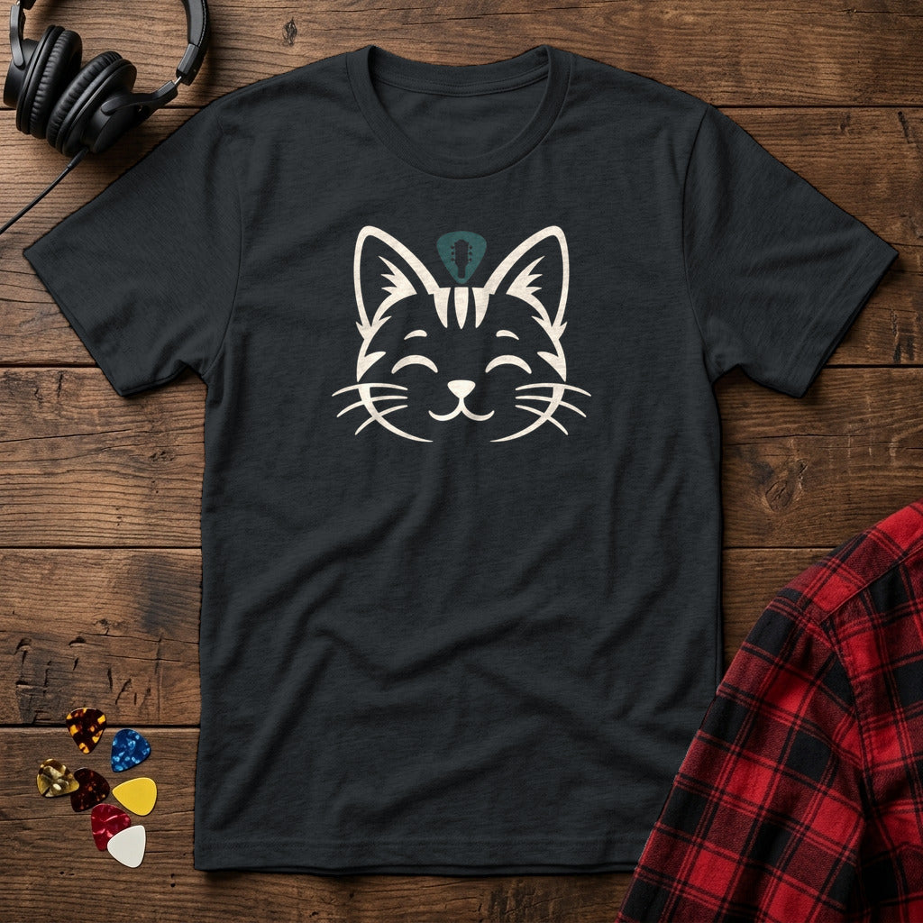 Happy Cat Guitar Pick T-Shirt - Black