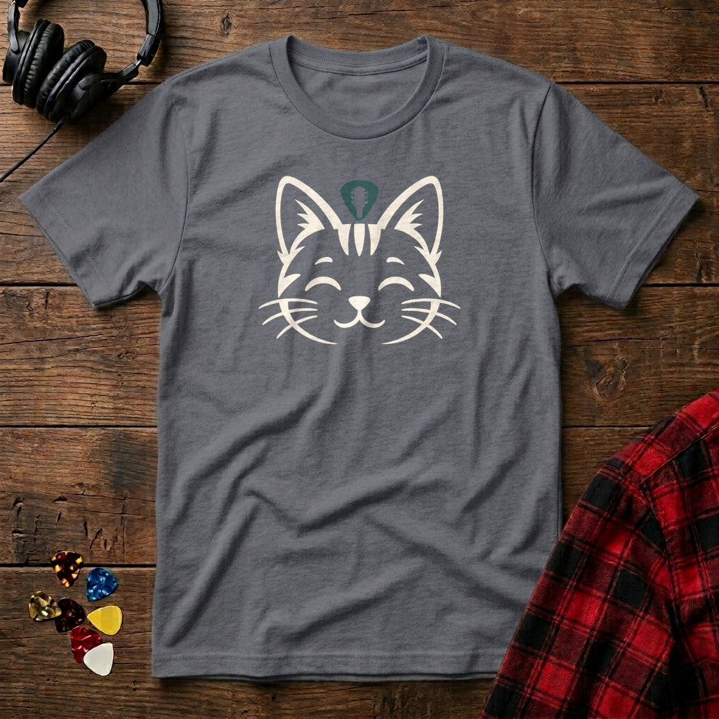 Happy Cat Guitar Pick T-Shirt - Charcoal