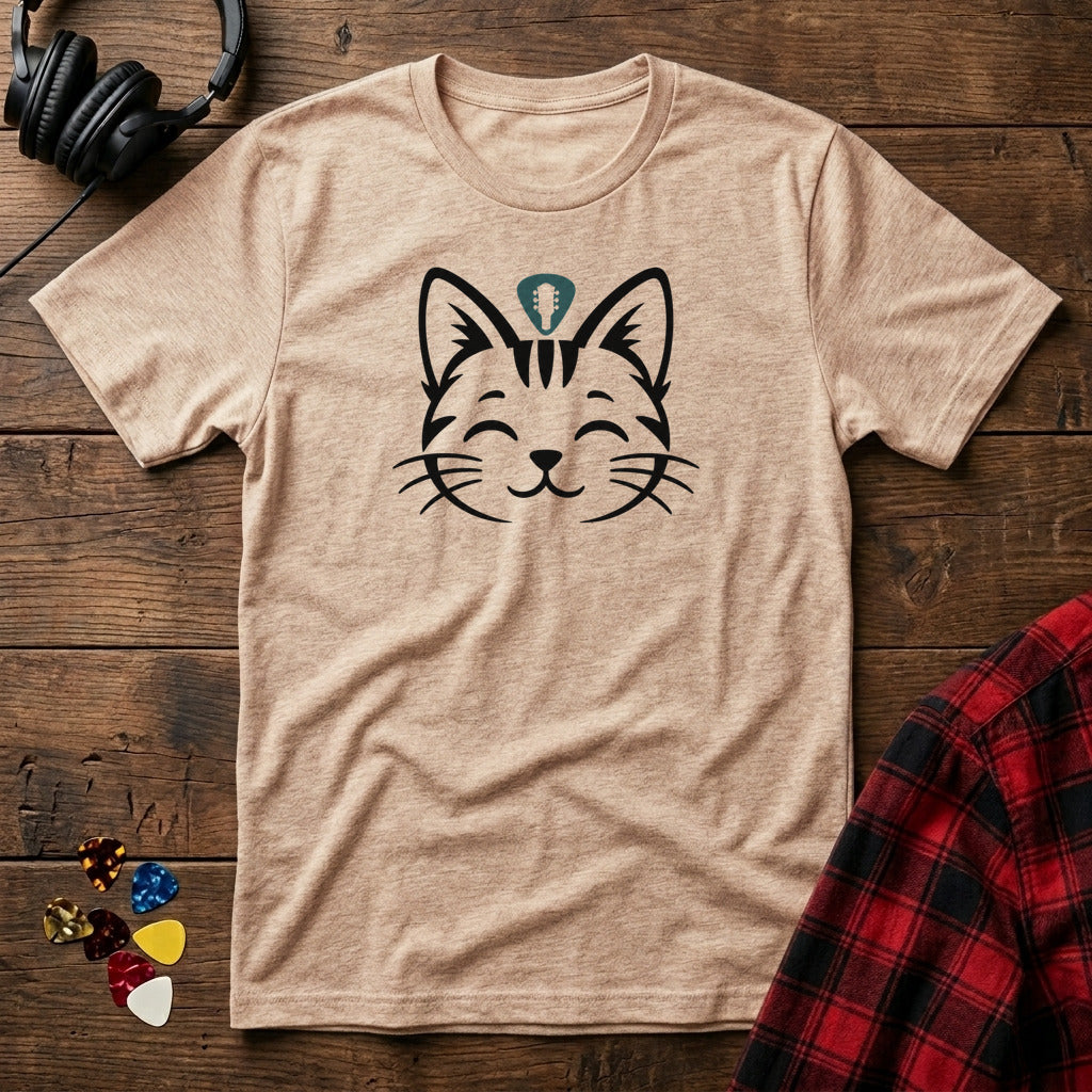 Happy Cat Guitar Pick T-Shirt - Natural