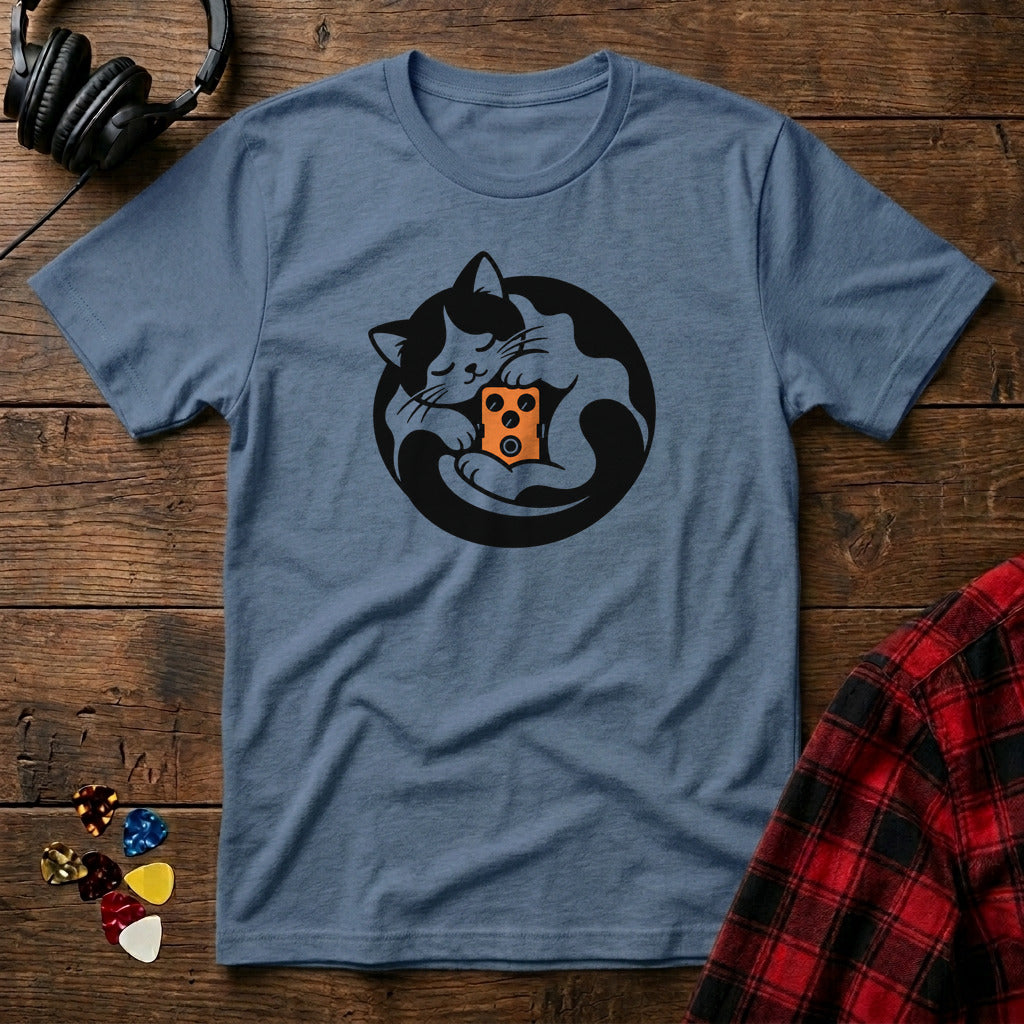 Cat Hugging Pedal T-Shirt - Heather Indigo