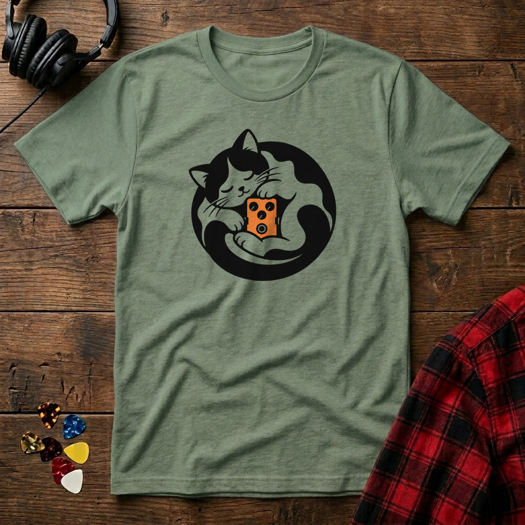 Cat Hugging Pedal T-Shirt - Military Green