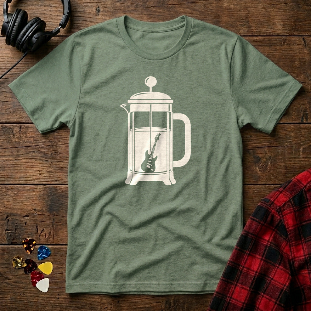 French Press Guitar T-Shirt - Military Green