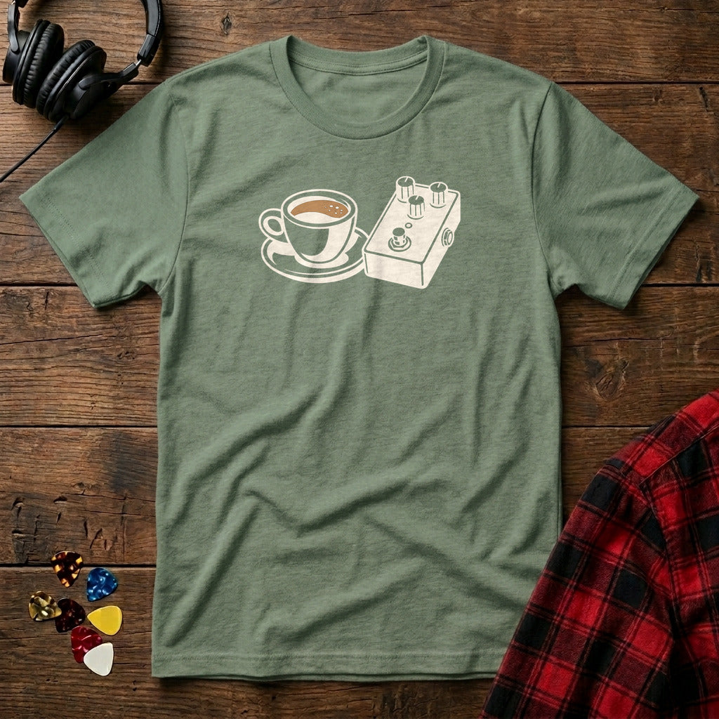 Coffee and Overdrive Pedal T-Shirt - Military Green