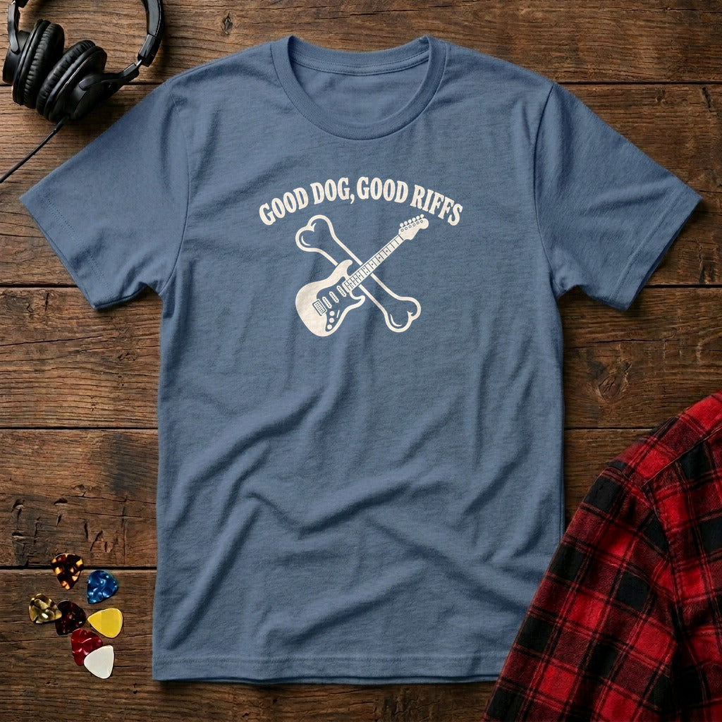 Good Dog, Good Riffs T-Shirt - Heather Indigo