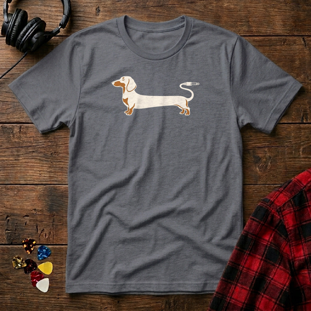 Dachshund Guitar Cord T-Shirt - Charcoal
