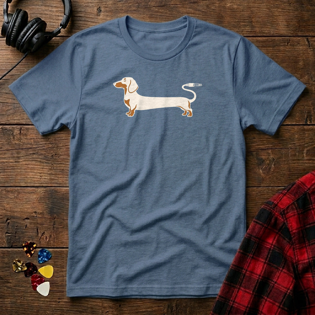 Dachshund Guitar Cord T-Shirt - Heather Indigo
