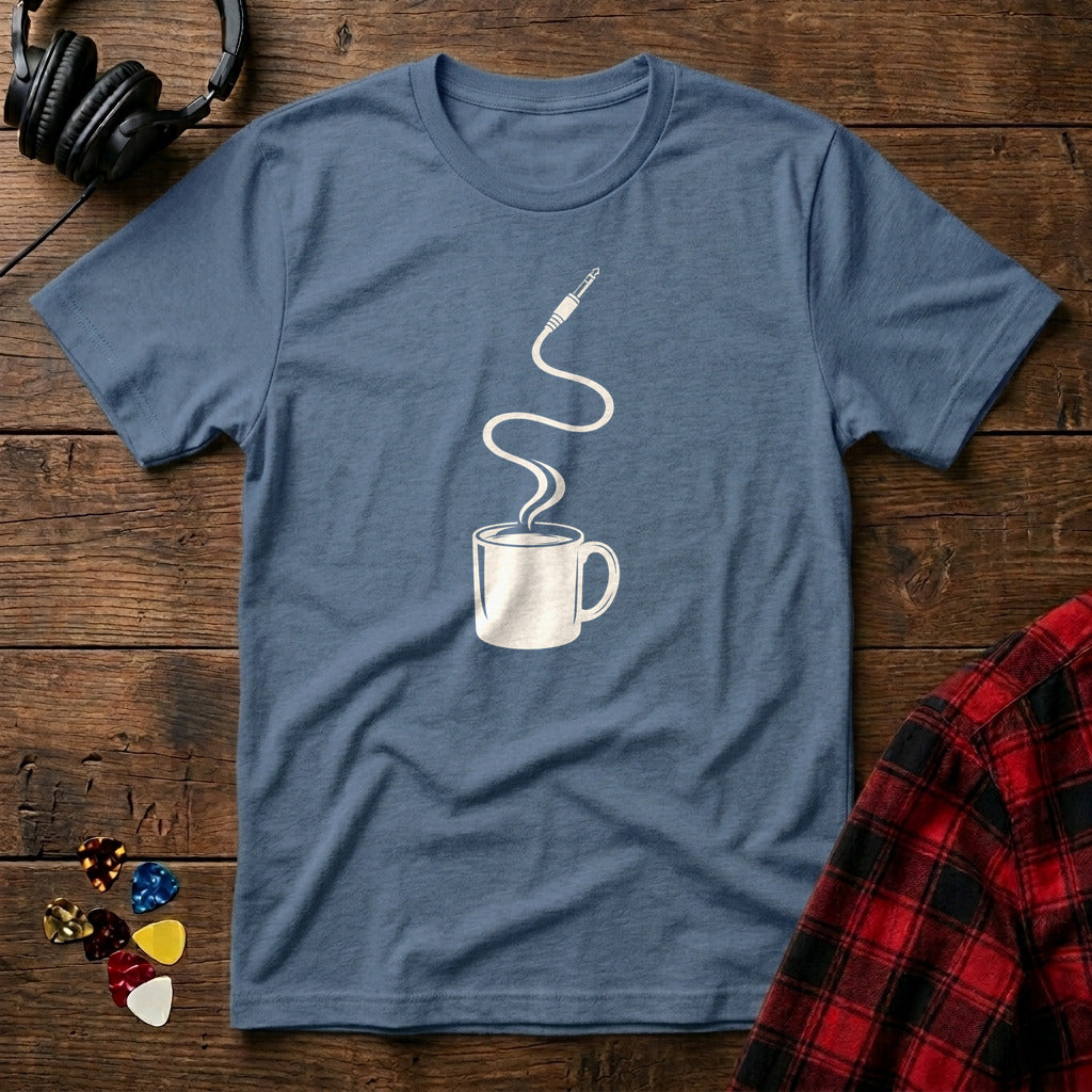 Cable and Coffee T-Shirt - Heather Indigo