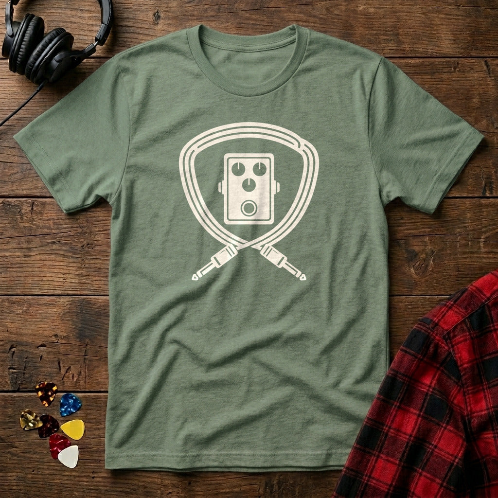 Pedal and Patch Cables T-Shirt - Military Green